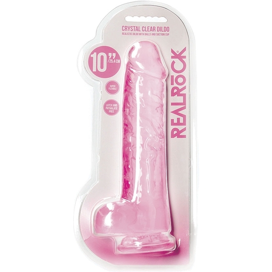 REALROCK - REALISTIC JELLY EFFECT DILDO WITH TESTICLES - 10 - PINK