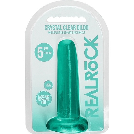 REALROCK - NON REALISTIC DILDO WITH SUCTION CUP - 5.3/ 13.5 CM - TURQUOISE