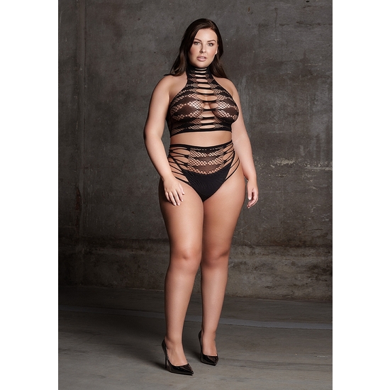 LE D SIR- SHADE-CARPO XLVI - TWO PIECES WITH HIGH NECK, CROP TOP AND PANTIES - LARGE SIZE