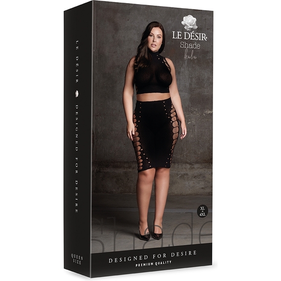 LE D SIR- SHADE-KALA XXXVII - TWO PIECES WITH HIGH NECK, CROP TOP AND SKIRT - LARGE SIZES