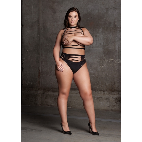 LE D SIR-SHADE-HELIKE XLV - TWO PIECES WITH OPEN CUPS, CROP TOP AND PANTIES - LARGE SIZE