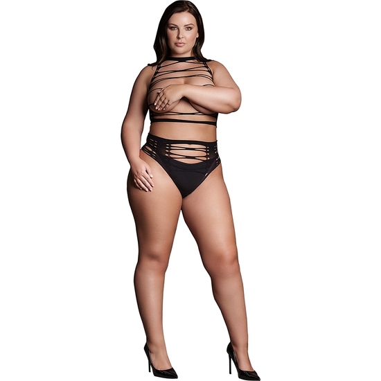 LE D SIR-SHADE-HELIKE XLV - TWO PIECES WITH OPEN CUPS, CROP TOP AND PANTIES - LARGE SIZE