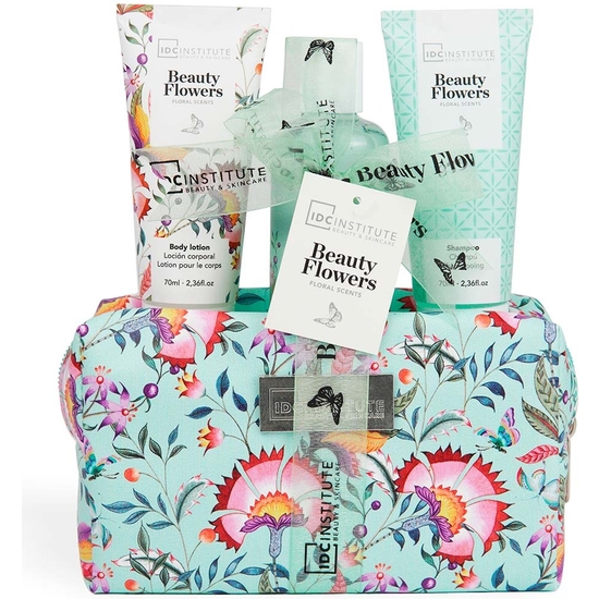NEEDLE BAG WITH 3-PIECE FLOWERS COSMETIC SET