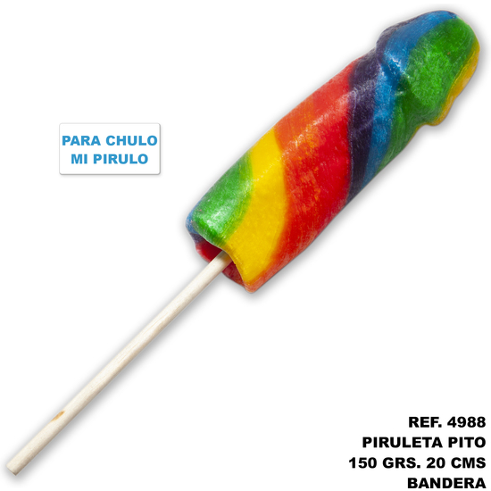 CONE PIRULO LOLLIPOP 50 GR. AND 20 CM WITH THE LGBT FLAG (FOR PICK, PICK MY PIRULO)