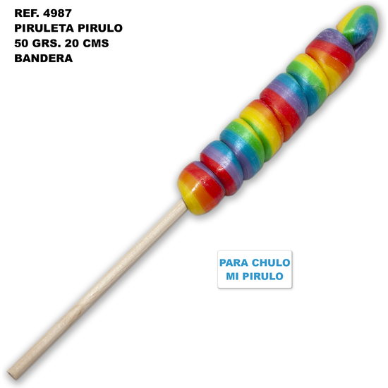 PIRULO LOLLIPOP 50 GR. AND 20 CMWITH THE LGBT FLAG (FOR CHULO, CHULO MY PIRULO)