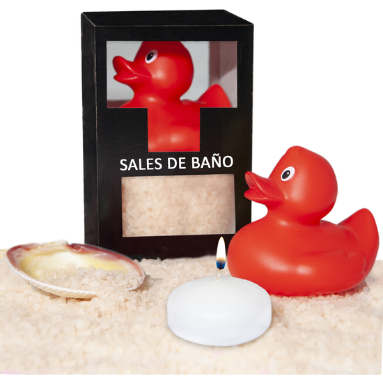 Vanilla Bath Salts Set 150 Gr. With Bath Duck, Aromatic Candle And Shell