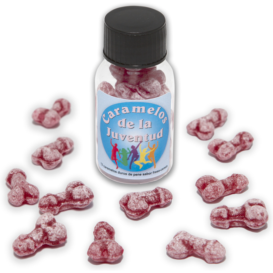 JAR OF 12 YOUTH PITO CANDY WITH STRAWBERRY-CHERRY FLAVOR