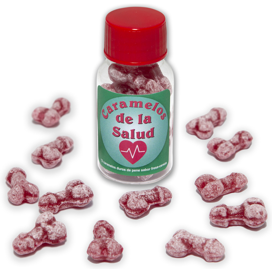 JAR OF 12 HEALTH PITO CANDY WITH STRAWBERRY-CHERRY FLAVOR