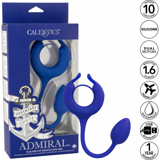 ADMIRAL WEIGHTED COCK RING - RING - BLUE