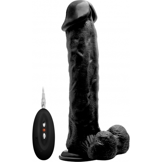 Realrock Penis Vibrator With Scrotal 29.5 Cm - Black