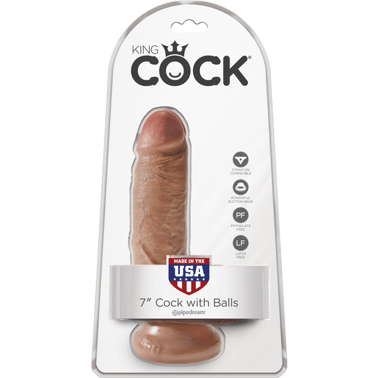 KING COCK REALISTIC PENIS WITH TESTICLES 18CM MULATO