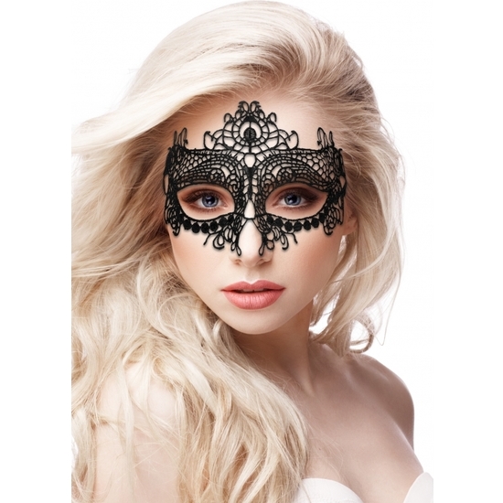Queen Black Lace Fantasy Mask - Black