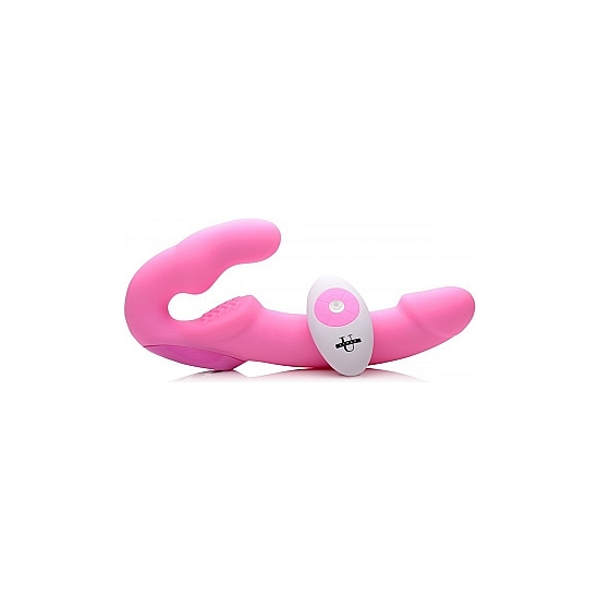 VIBRATING SILICONE HARNESS WITHOUT SUPPORT - PINK
