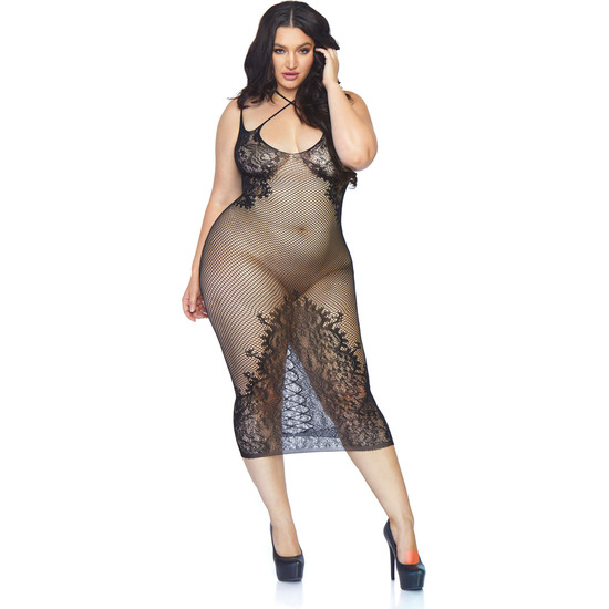 net dress with openings and lace black leg avenue divertidos fun aprons NET DRESS WITH OPENINGS AND LACE - BLACK LEG AVENUE Erotic lingerie - Erotic dresses