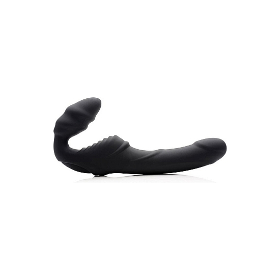 SLIM RIDER UNSUPPORTED SILICONE PENIS WITH VIBRATION - BLACK