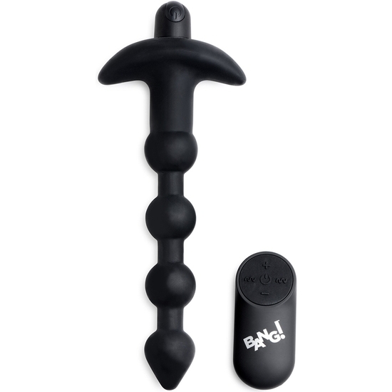 Remote Vibrated Plug With Silicone Balls - Black