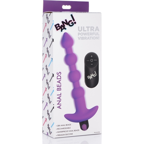SILICONE ANAL PLUG WITH BALLS AND VIBRATION - PURPLE