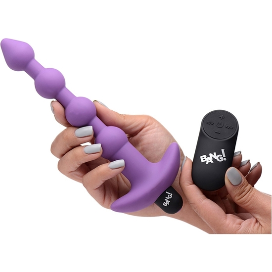 SILICONE ANAL PLUG WITH BALLS AND VIBRATION - PURPLE