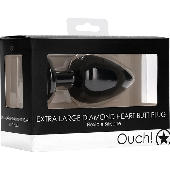 DIAMOND HEART BUTT PLUG - EXTRA LARGE - BLACK