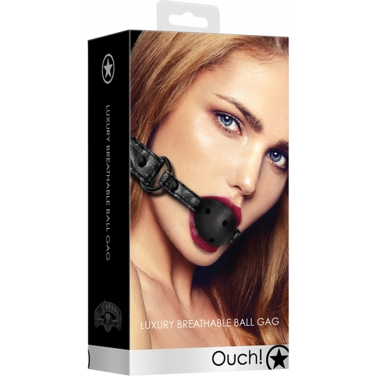 OUCH! SKULLS AND BONES GAG WITH BLACK SILICONE BALL