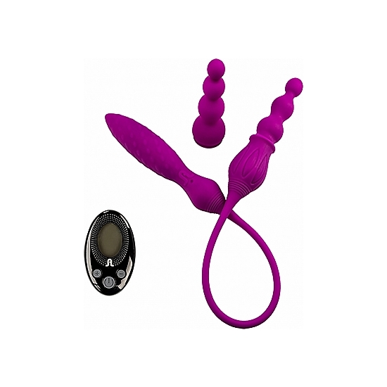 2X VIBRATOR WITH DOUBLE POINT AND CONTROL - PURPLE ADRIEN LASTIC