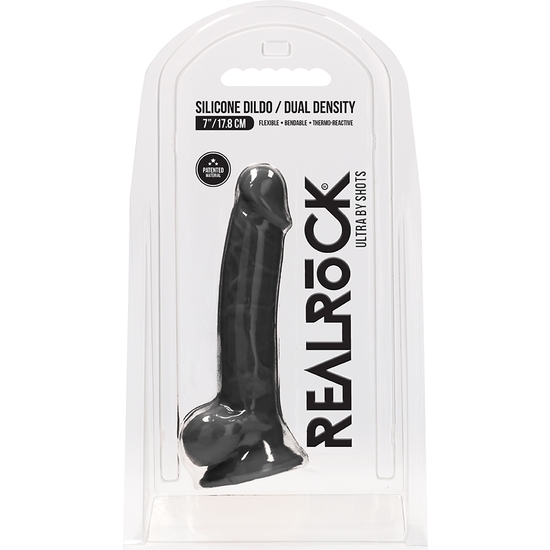 SILICONE PENIS WITH TESTICLES 17,8CM - BLACK