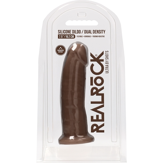 SILICONE DILDO WITHOUT TESTICLES 19.2CM - BROWN