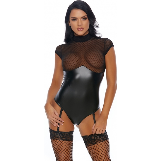SULTRY VIXEN TEDDY WITH GARTER STRAPS BLACK FORPLAY