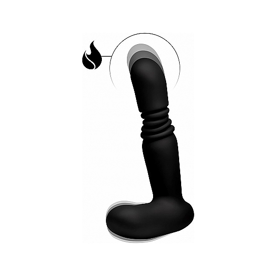 SILICONE ANAL THRUSTING VIBRATOR WITH CONTROL - BLACK