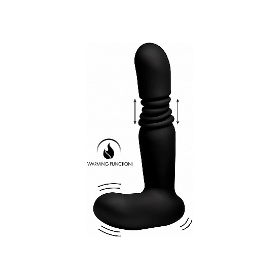 SILICONE ANAL THRUSTING VIBRATOR WITH CONTROL - BLACK